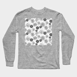 Pressed Pom Pom Gray Flowers Long Sleeve T-Shirt